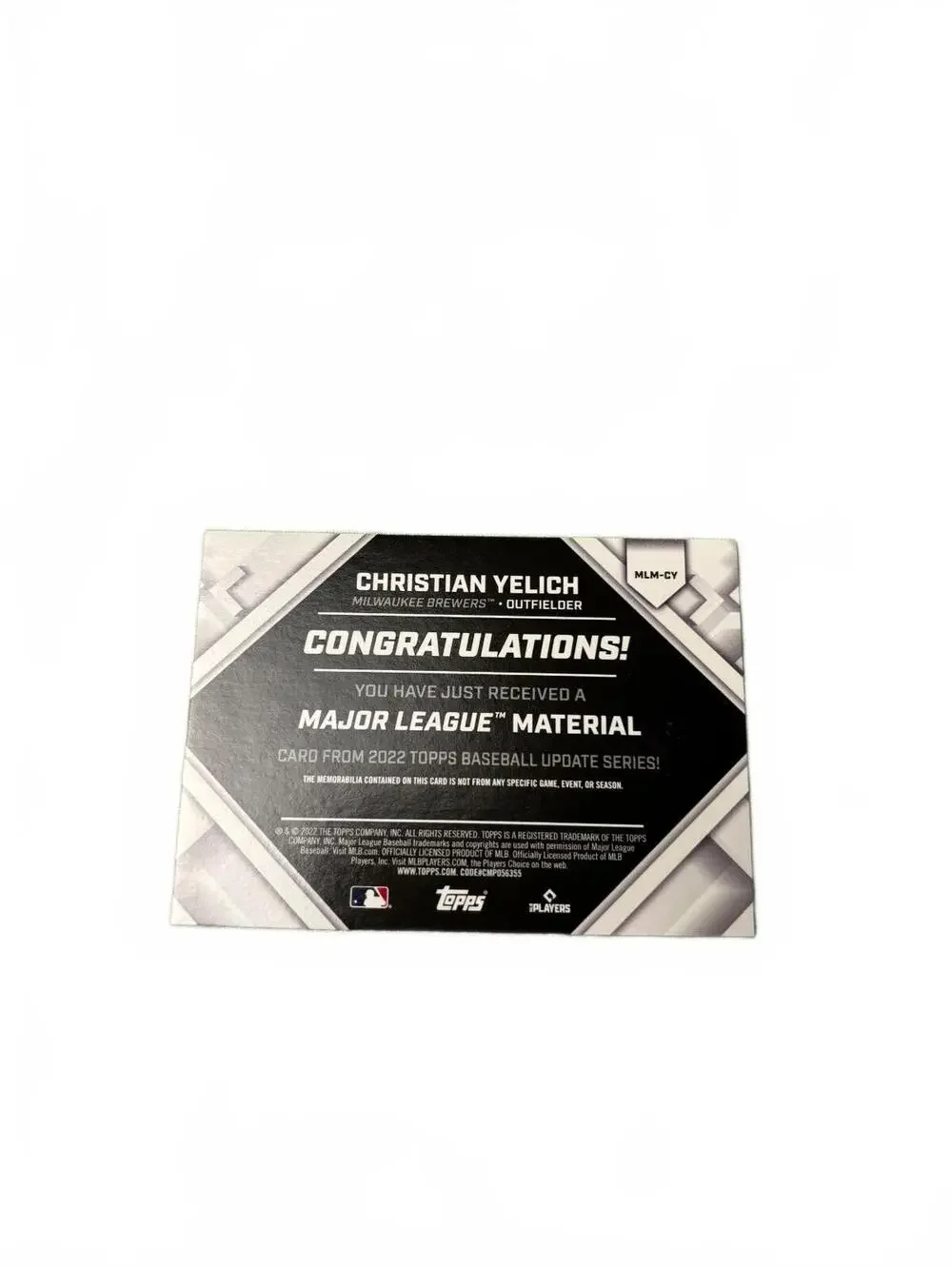 2022 Topps Christian Yelich Game Used Relic Brewers